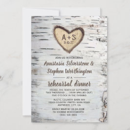 Birch Tree Bark Rustic Country Probe Dinner Einladung