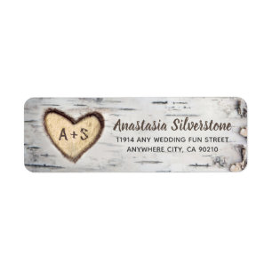 Birch Tree Bark Rustic Country Wedge Address