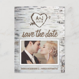 Birch Tree Bark Rustic Wedding Save the Date Cards Ankündigungspostkarte