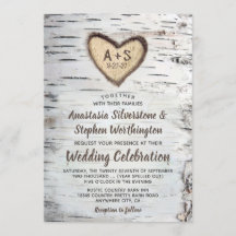 Birch Tree Bark Rustikales Land Hochzeitseinladung