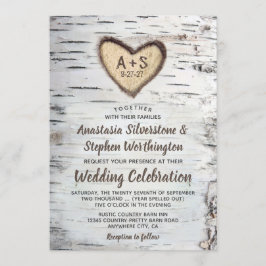 Birch Tree Bark Rustikales Land Hochzeitseinladung Einladung