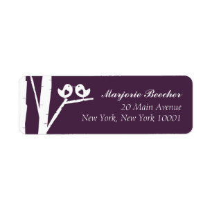 Birch Tree Birds Adress Labels Lila