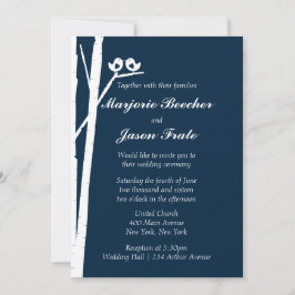 Birch Tree Birds Wedding Invitation - Blue Einladung