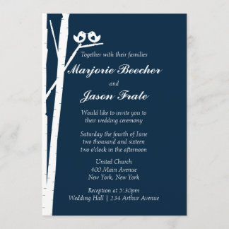 Birch Tree Birds Wedding Invitation - Blue Einladung