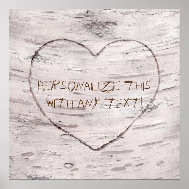 Birch Tree & Carved Heart Rustic Wedding Banner Poster (Vorne)