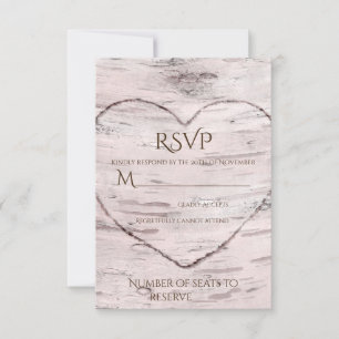 Birch Tree & Coeur sculpté Mariage rustique RSVP