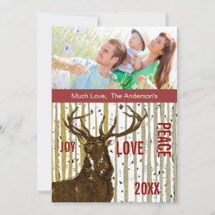 Birch Tree Deer Family Foto Card