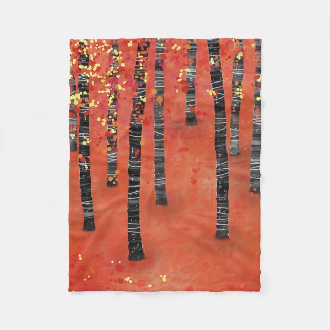 Birch Tree Forest Landschaft Fleecedecke (Vorderseite)