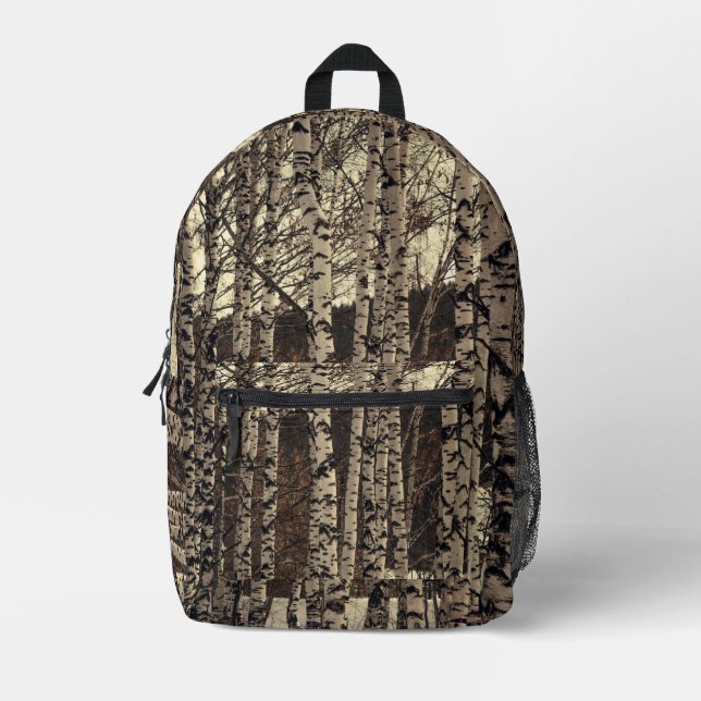 Birch Tree Forest Nature Bedruckter Rucksack (Vorderseite)