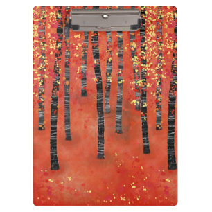 Birch Tree Forest Red Klemmbrett