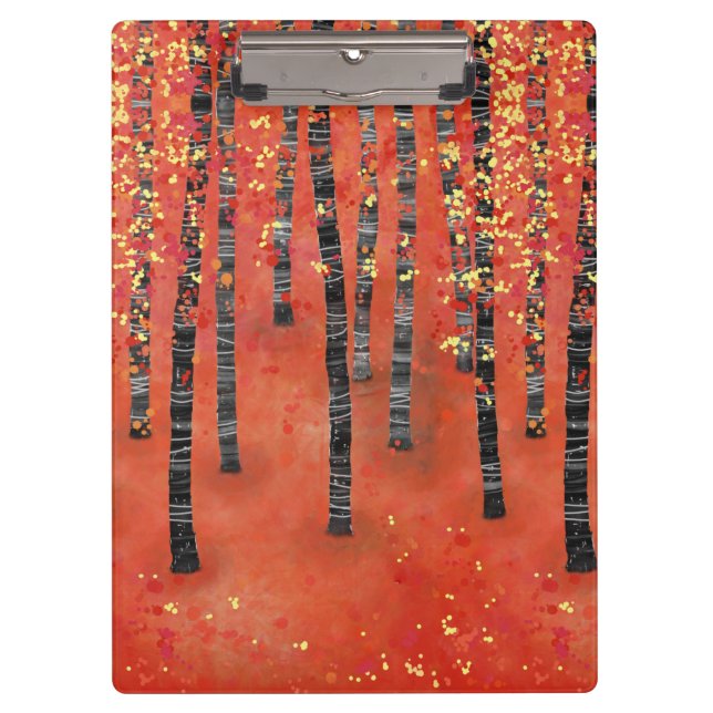 Birch Tree Forest Red Klemmbrett (Vorderseite)