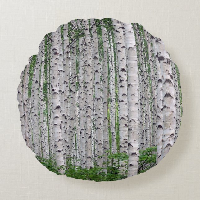 Birch Tree Forest Throw Kissen (Vorderseite)