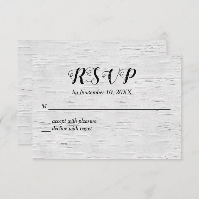 Birch Tree Heart Wedding RSVP Card (Vorne/Hinten)