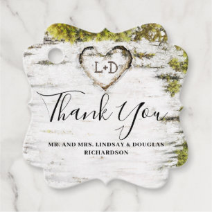 Birch Tree Herz Rustic Vielen Dank Geschenkanhänger