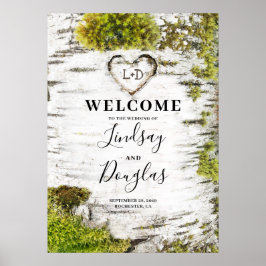 Birch Tree Herz Rustikale Hochzeit im Herbst Willk Poster