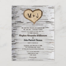 Birch Tree Initials Herz Rustikale Hochzeit