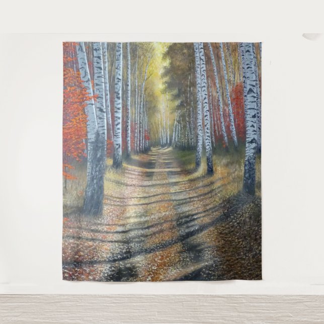 Birch Tree Lane Tapestry Wandteppich (Vorderseite)