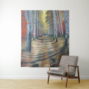 Birch Tree Lane Wandteppich