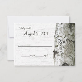 Birch Tree mit Carved Heart UAWG RSVP Karte