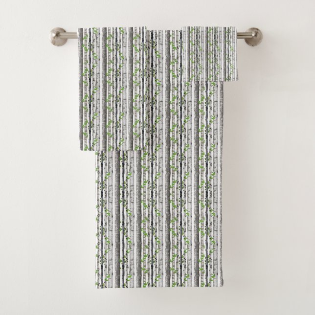Birch Tree Pattern Badhandtuch Set (Insitu)