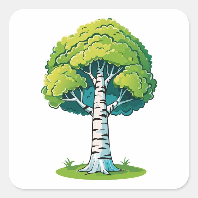 Birch tree quadratischer aufkleber (Vorderseite)