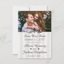 Birch Tree Rustic Nature Hochzeit retten das Datum Save The Date