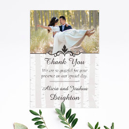 Birch Tree Rustic Nature Wedding Vielen Dank Dankeskarte