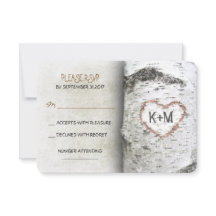 Birch Tree Rustic Wedding Cartes RSVP