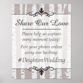 Birch Tree Rustic Wedding Hashtag Fotos unterzeich Poster