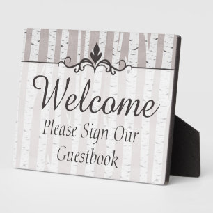 Birch Tree Rustic Wedding Welcome Gästebuchuntersc Fotoplatte