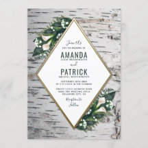 Birch Tree Rustic Woodland Hochzeitseinladungen