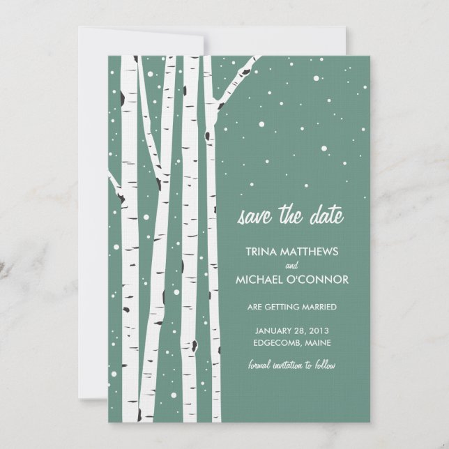Birch Tree und Schnee Save the Date (Vorderseite)