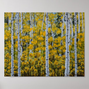 Birch Trees Aspen Forest Herbstlaub Poster
