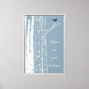Birch Trees Bird Leinwanddruck