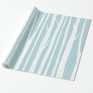 Birch Trees Blue Geschenkpapier