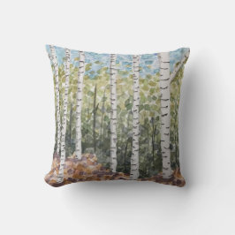 Birch Trees Cotton Pillow Kissen