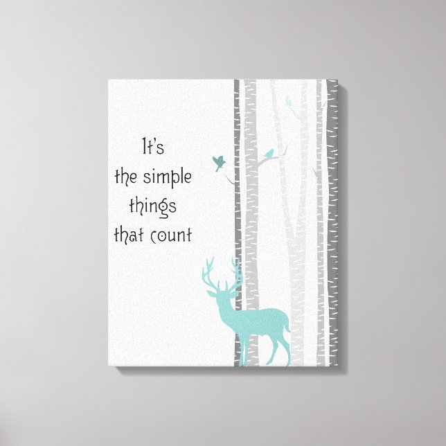Birch Trees Deer Inspirational Zitat Leinwanddruck (Vorderseite)