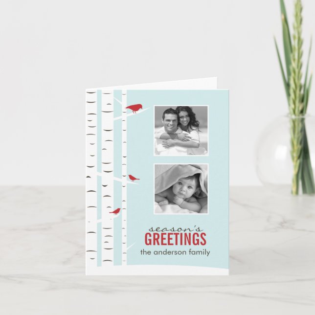 Birch Trees d'hiver Cartes photos de vacances (Devant)