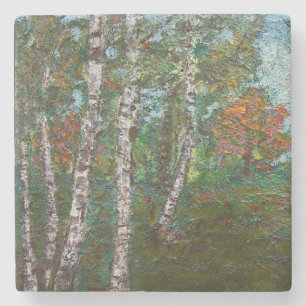 Birch Trees in einem rumänischen Wald (von Kimon L Steinuntersetzer