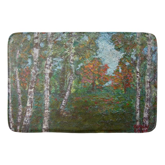 Birch Trees in einem Wald (von Kimon Loghi) Badematte (Vorderseite)