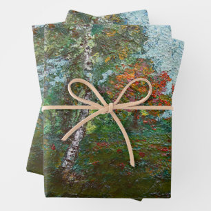 Birch Trees in einem Wald (von Kimon Loghi) Geschenkpapier Set
