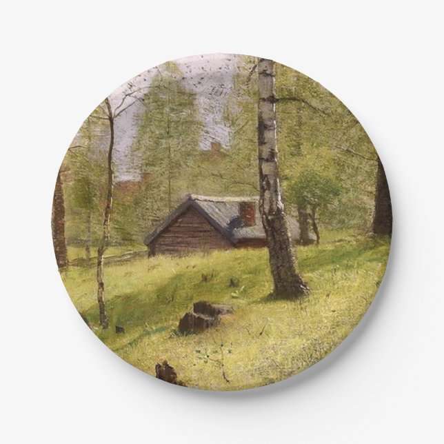 Birch Trees in the Swedish Countryside (Jansson) Pappteller (Vorderseite)