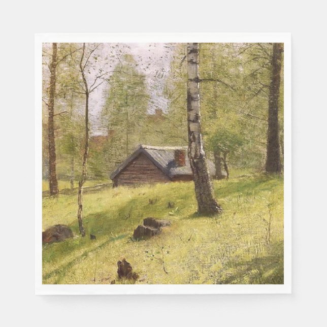 Birch Trees in the Swedish Countryside (Jansson) Serviette (Vorderseite)