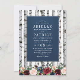 Birch Trees Navy Blue Burgundy Hochzeitseinladunge Einladung