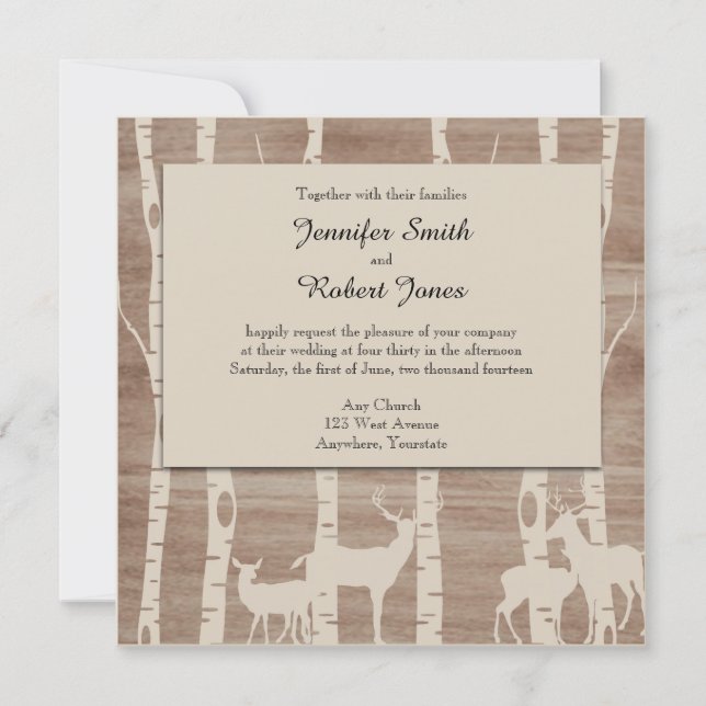 Birch Trees rustiques et Faire-part de mariage de  (Devant)