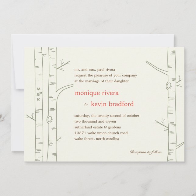 Birch Trees Wedding Invitation - Custom Einladung (Vorderseite)
