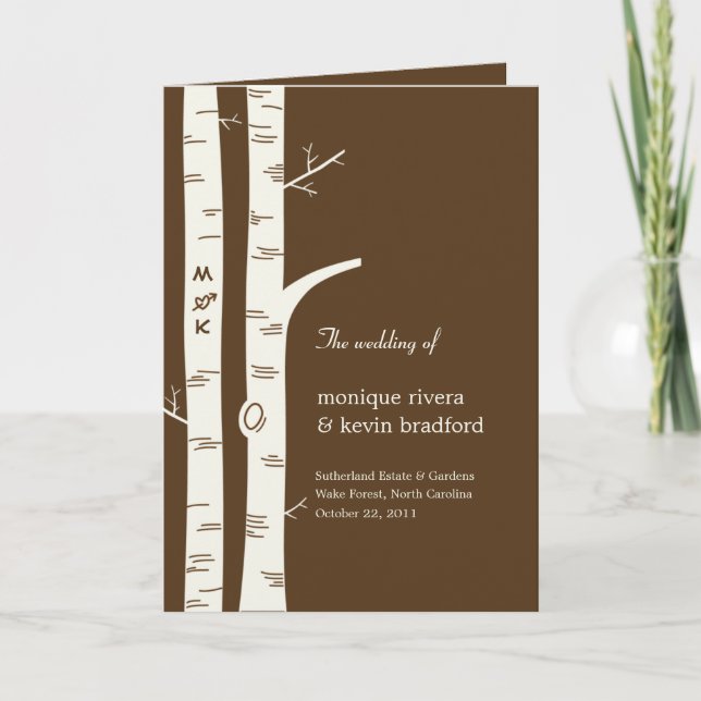 Birch Trees Wedding Program Card Programm (Vorderseite)