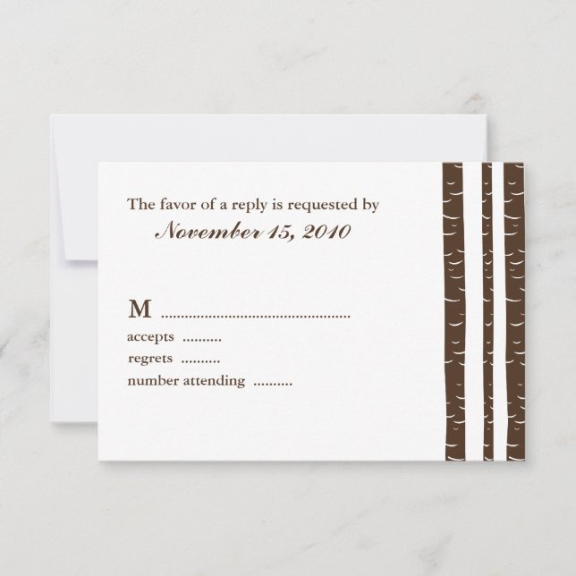 Birch Trees Wedding Response Cards RSVP Karte (Vorderseite)