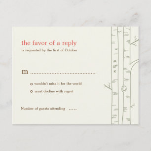 Birch Trees Wedding RSVP Card - Benutzerdefiniert Karte
