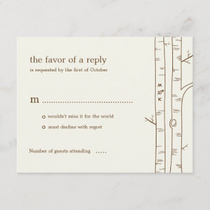 Birch Trees Wedding RSVP Card - Sketchy Karte